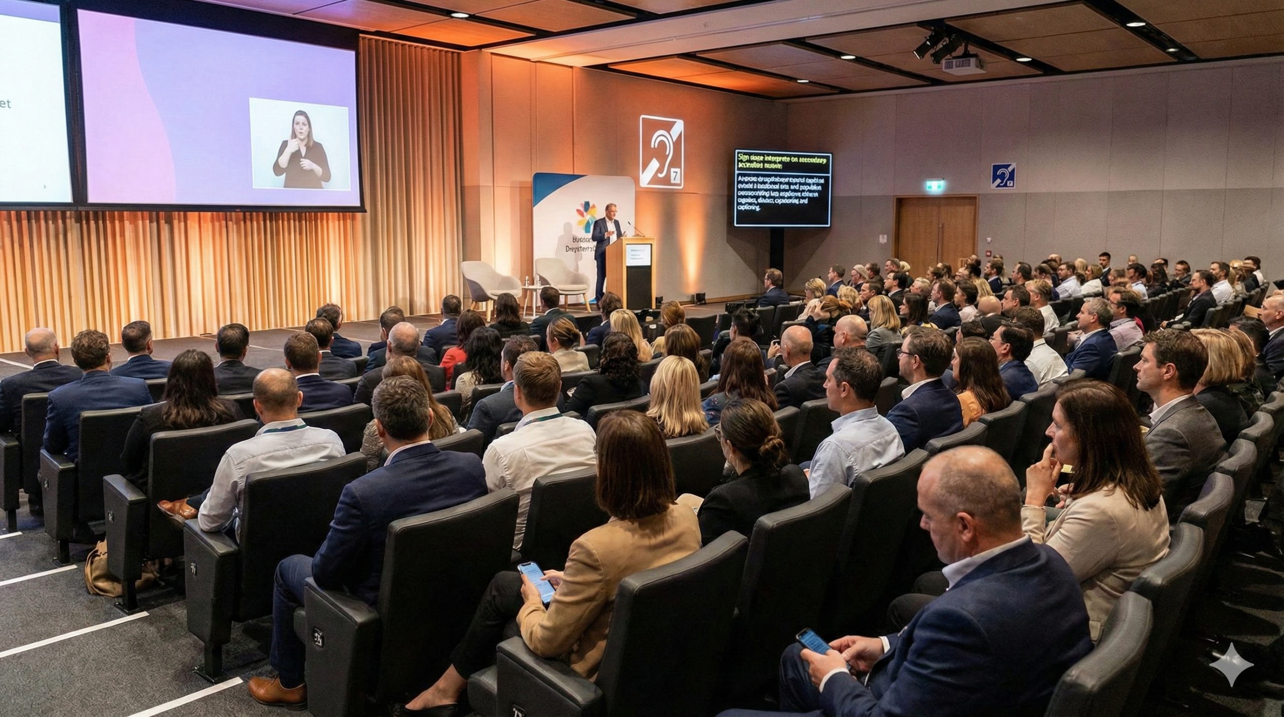 Gemini_Generated_Image_vntknjvntknjvntk (2) Accessible event video AI - live captions and sign language overlay on corporate event stream